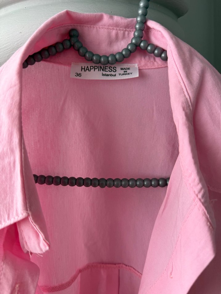 Düğmeli Pembe Kadın Gömlek - Görsel 2