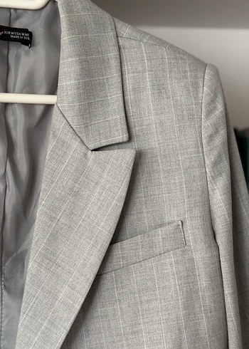 Gri Düğmeli Kadın Blazer Ceket - Görsel 4