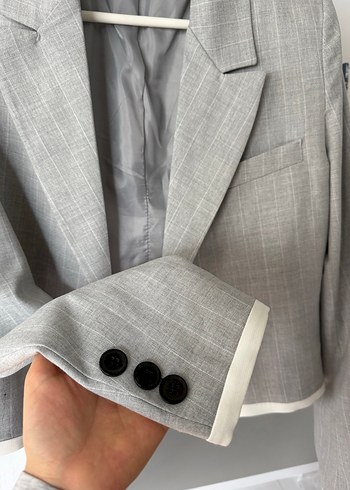 Gri Düğmeli Kadın Blazer Ceket - Görsel 2