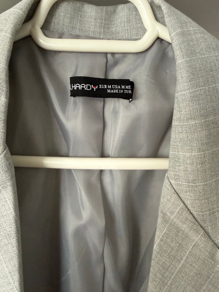 Gri Düğmeli Kadın  Blazer Ceket - Görsel 3