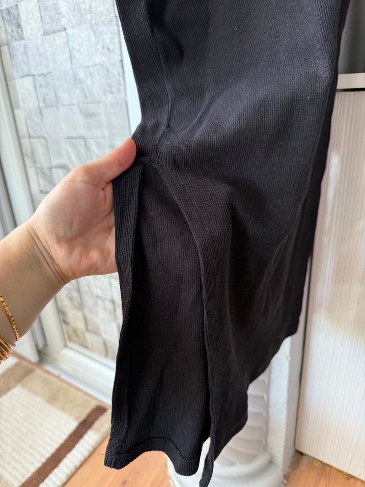 Siyah Drapeli Straplez Uzun Elbise - Görsel 3