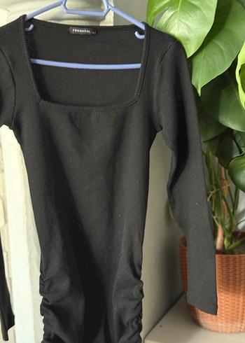 Siyah Uzun Kollu mini Elbise - Görsel 3