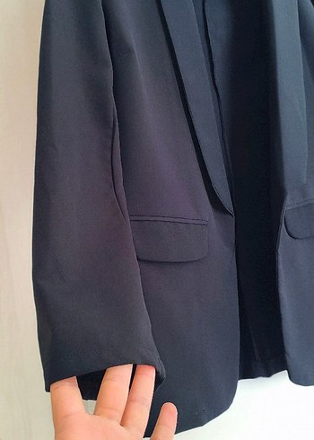 m Beden Kadın Siyah Midi Blazer Ceket