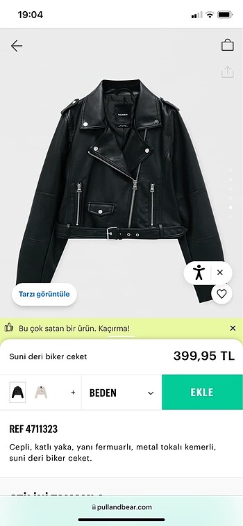 Pullbear deri ceket