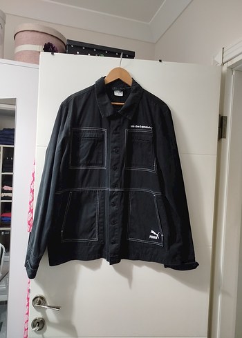 Siyah Puma Oversize Denim Erkek Ceket Gömlek - Görsel 2