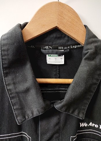 Siyah Puma Oversize Denim Erkek Ceket Gömlek - Görsel 4