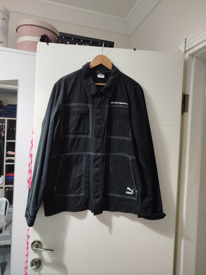 Siyah Puma Oversize Denim Erkek Ceket Gömlek - Görsel 2