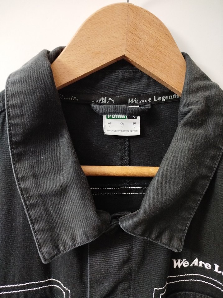 Siyah Puma Oversize Denim Erkek Ceket Gömlek - Görsel 4