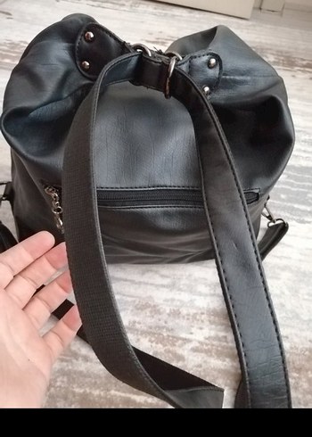 Gri Siyah Deri Fermuarlı Kadın Çanta - Görsel 2