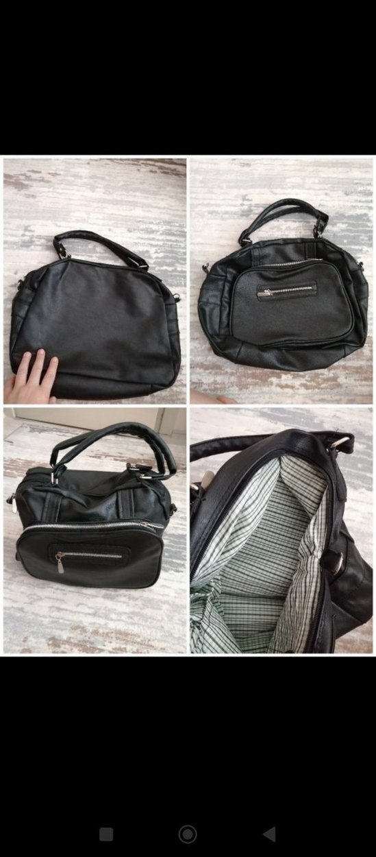 Fermuarlı Siyah Deri Kadın Çanta - Görsel 2