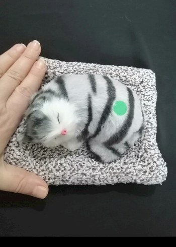 Renkli Gri Peluş Oyuncak Kedi - Görsel 5