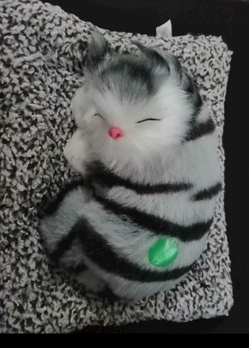 Renkli Gri Peluş Oyuncak Kedi - Görsel 10