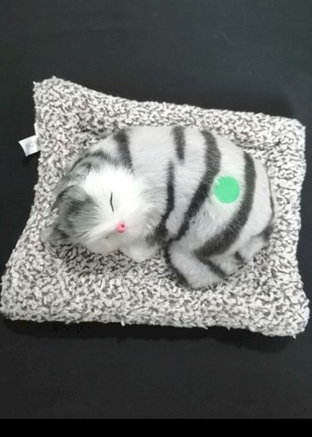 Renkli Gri Peluş Oyuncak Kedi - Görsel 6