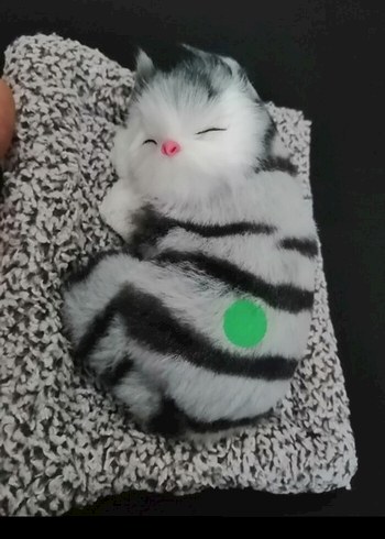 Renkli Gri Peluş Oyuncak Kedi - Görsel 9