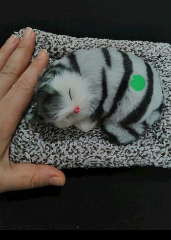 Renkli Gri Peluş Oyuncak Kedi - Görsel 7