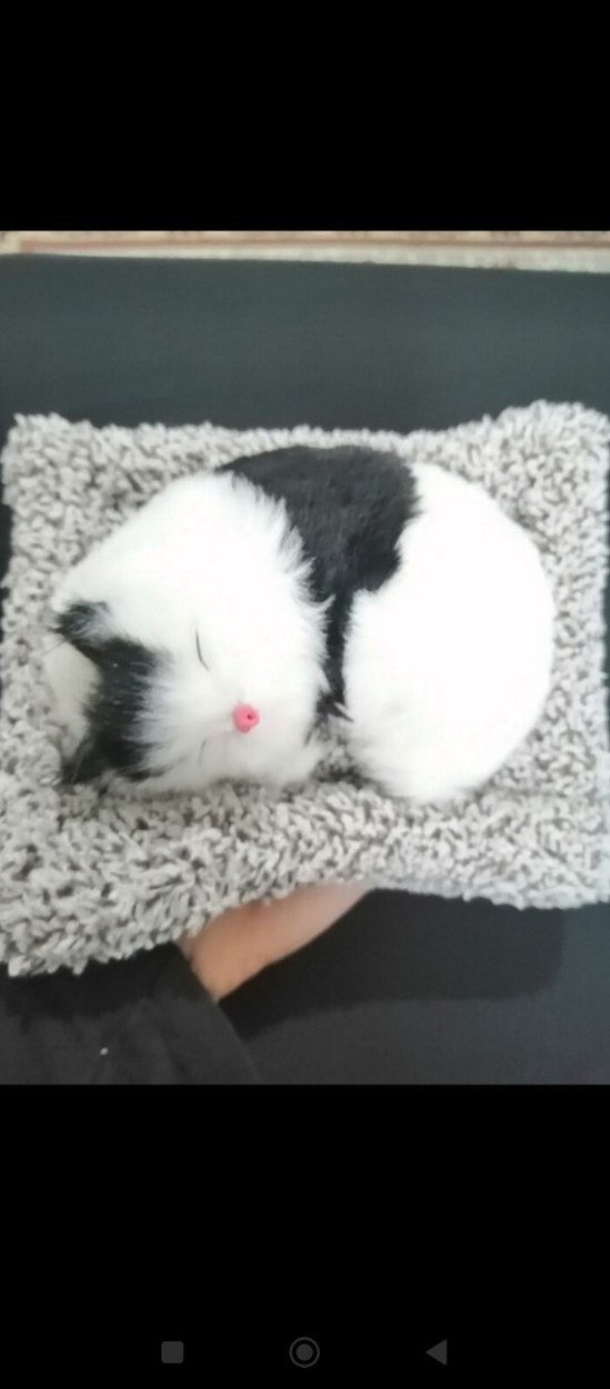 Siyah beyaz peluş uyuyan kedi oyuncak - Görsel 4