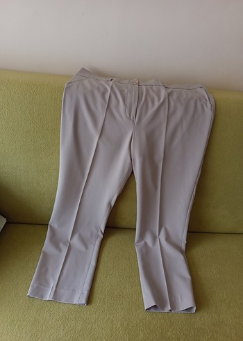 Düğmeli Bej Kumaş Kadın Pantolon - Görsel 6