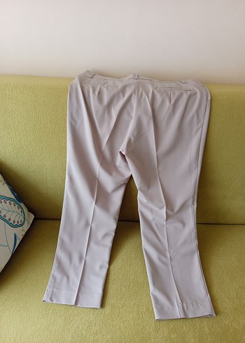 Düğmeli Bej Kumaş Kadın Pantolon - Görsel 8