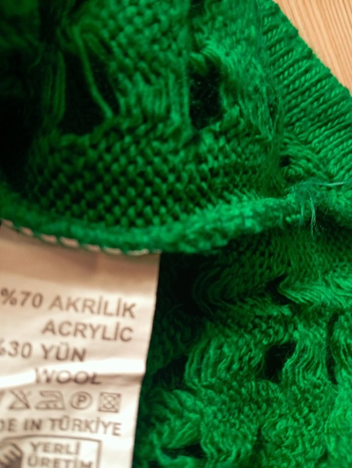 sezon file Yeşil Bohem Örgü Kadın Kazak - Görsel 2