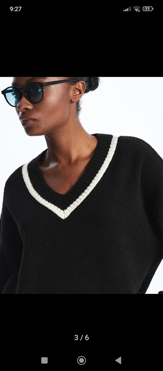 2026 sezon Siyah V Yaka Salaş Kadın Kazak - Görsel 3