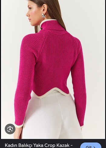 fuşya midi crop sezon 2026 krem şeritli - Görsel 3