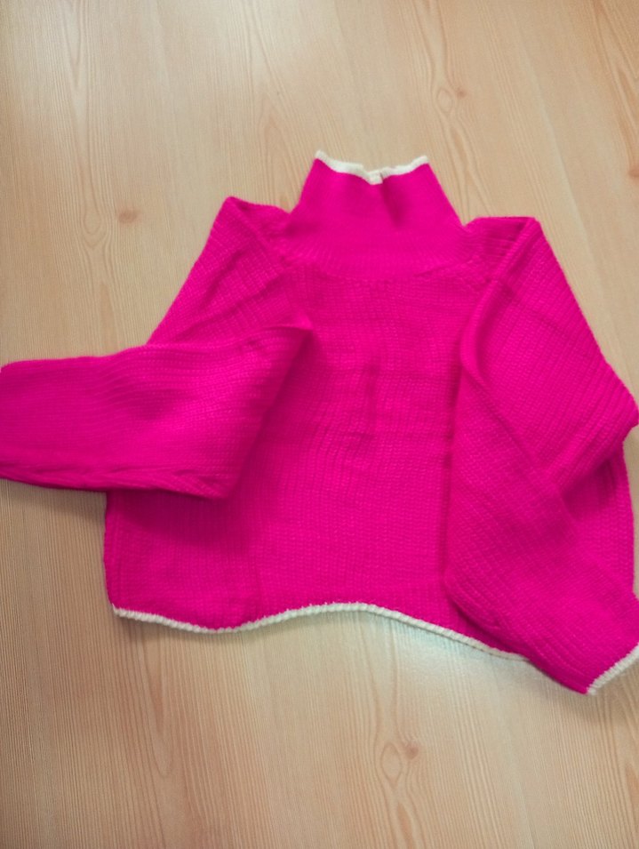 fuşya midi crop sezon 2026 krem şeritli - Görsel 5