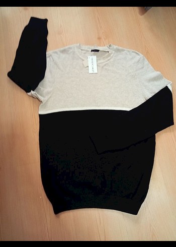 Gri Siyah Bisiklet Yaka Erkek kadın Triko - Görsel 2