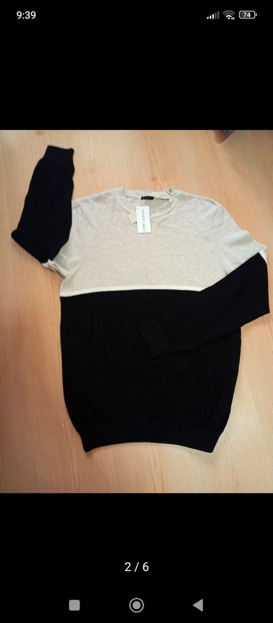 Gri Siyah Bisiklet Yaka Erkek kadın Triko - Görsel 2