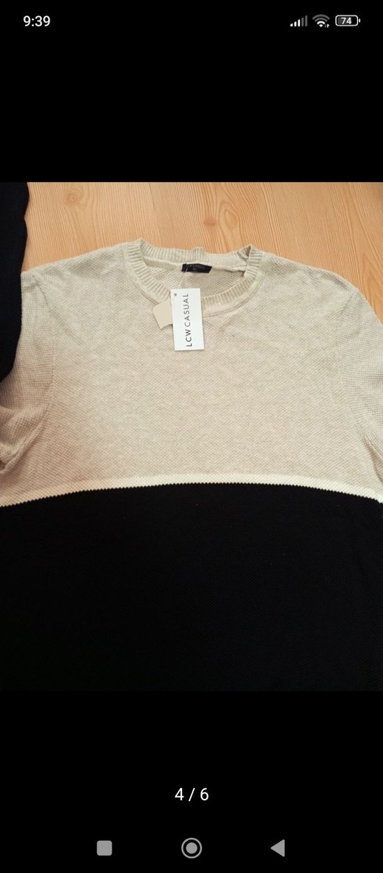 Gri Siyah Bisiklet Yaka Erkek kadın Triko - Görsel 3