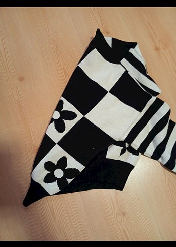 Bohem Kareli Çiçekli Örgü Kazak - Görsel 5