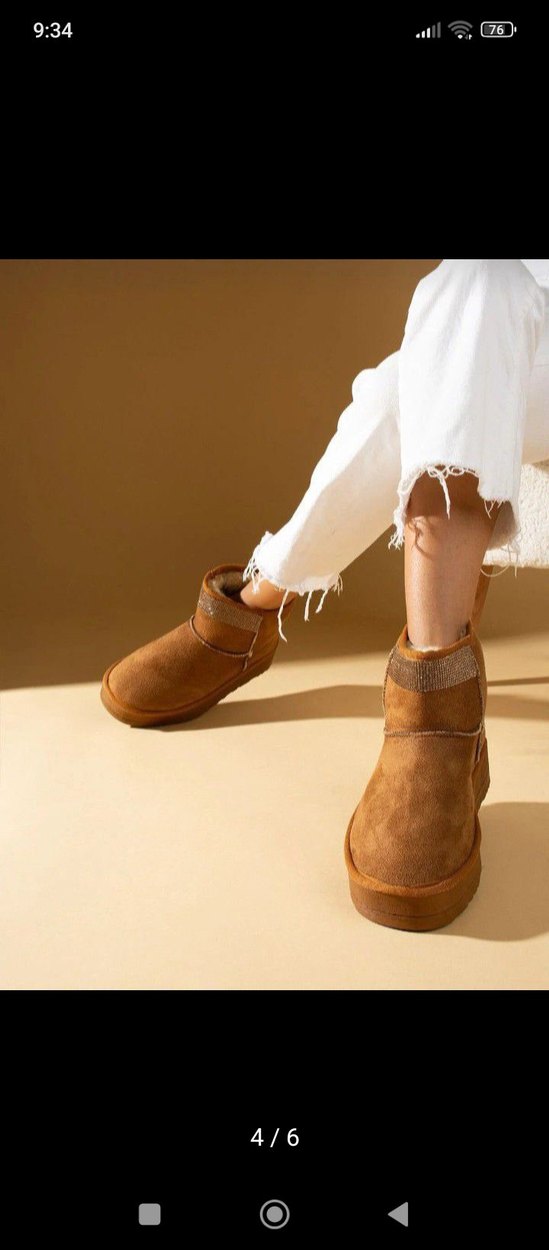 2025 Kahverengi Süet Dolgu Topuklu Kadın Boti ugg - Görsel 2