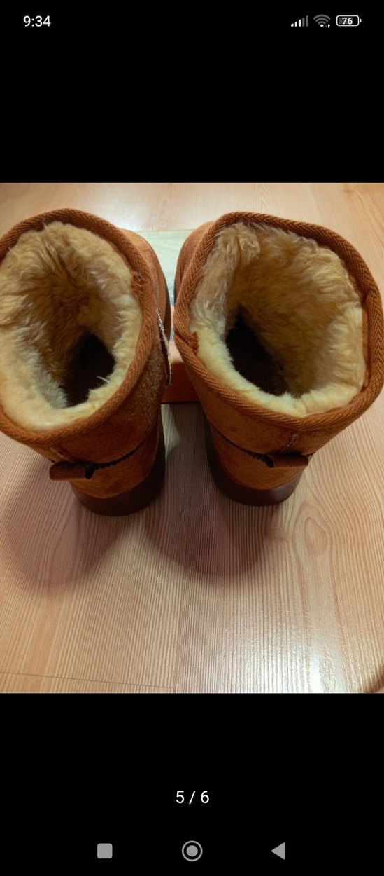 2025 Kahverengi Süet Dolgu Topuklu Kadın Boti ugg - Görsel 4