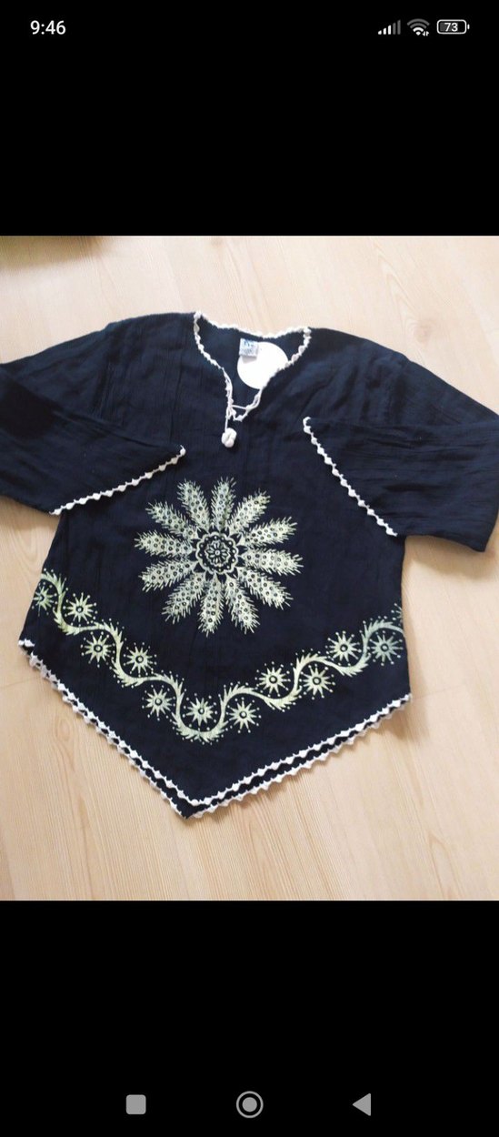 Bohem etnik Siyah Nakışlı Bluz şile bezi orijinal - Görsel 2