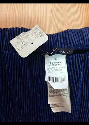 saks mavisi Piliseli Midi Kadın Pantolon curve rahat kalıp - Görsel 4