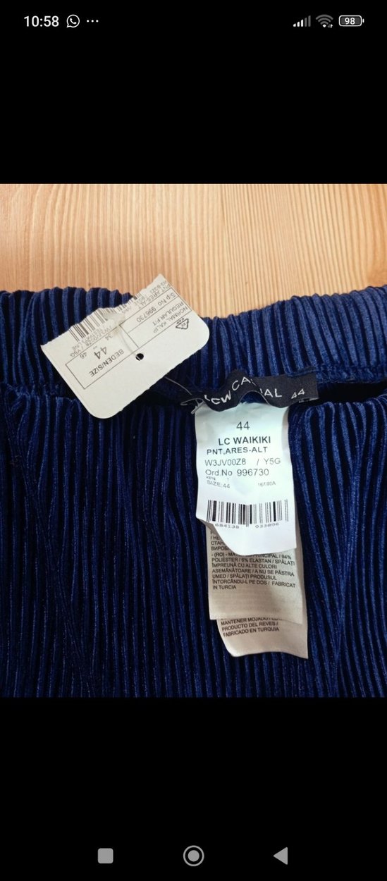 saks mavisi Piliseli Midi Kadın Pantolon curve rahat kalıp - Görsel 4