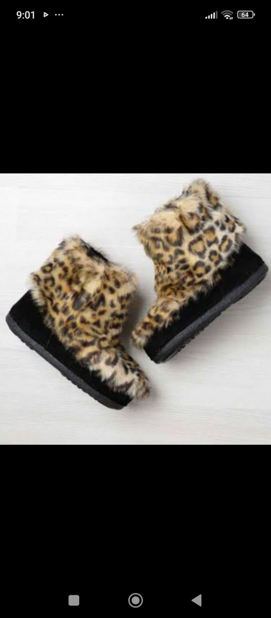 Leopar Desenli Kürklü Kadın Bot karbotu - Görsel 4