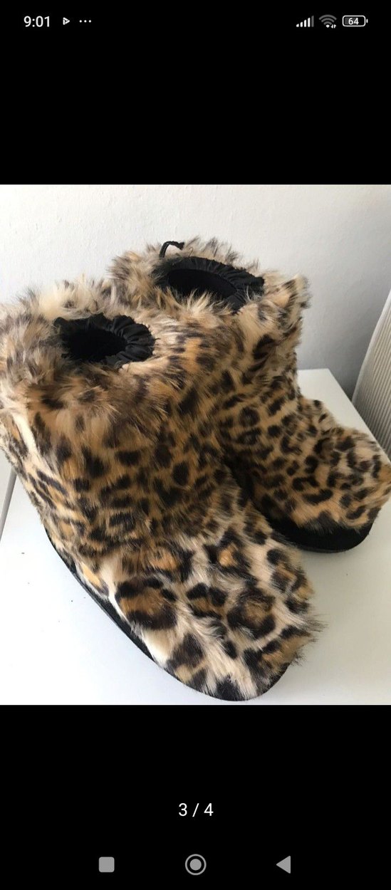 Leopar Desenli Kürklü Kadın Bot karbotu - Görsel 2