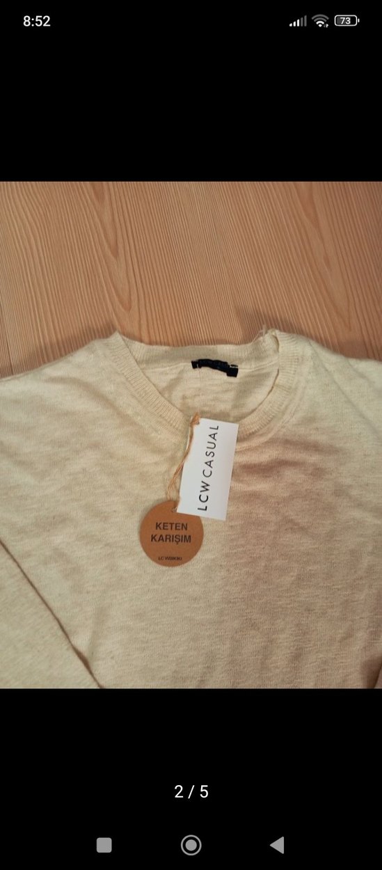 Linen Blend Krem ekru erkek Kadın Keten Uzun Kollu Basic Kazak - Görsel 3