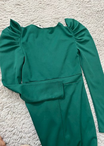 Yeşil Uzun Kollu Abiye Elbise - Görsel 3