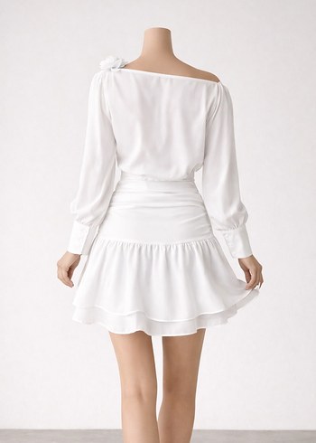 Beyaz Mini Elbise - Görsel 3