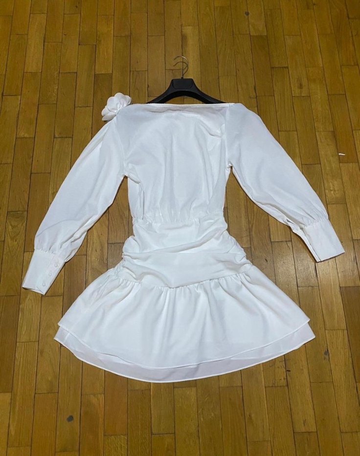 Beyaz Mini Elbise - Görsel 4