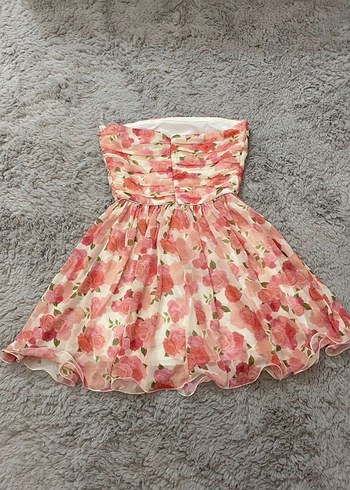 Straplez şifon elbise - Görsel 4