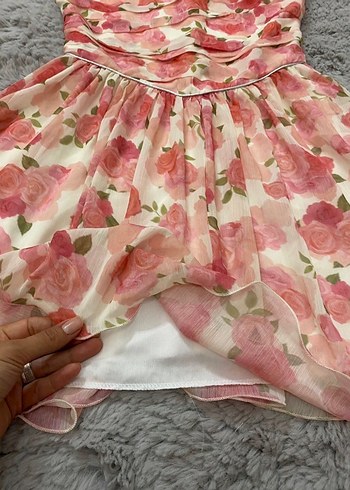 Straplez şifon elbise - Görsel 2