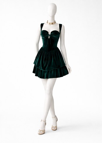 Yeni sezon Yeşil Mini Elbise - Görsel 2