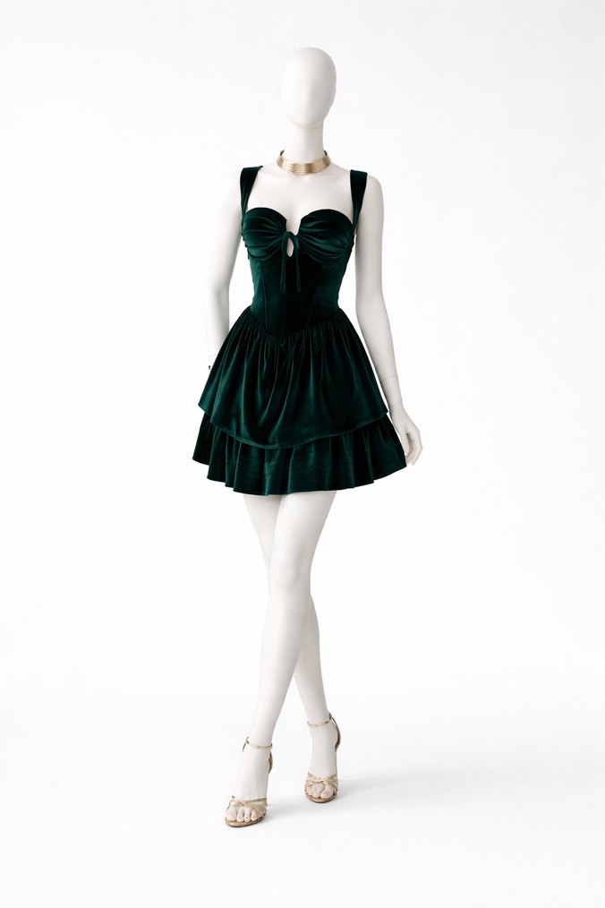 Yeni sezon Yeşil Mini Elbise - Görsel 2