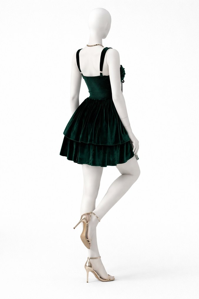 Yeni sezon Yeşil Mini Elbise - Görsel 3