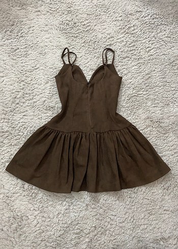 Kahverengi Süet Elbise - Görsel 5