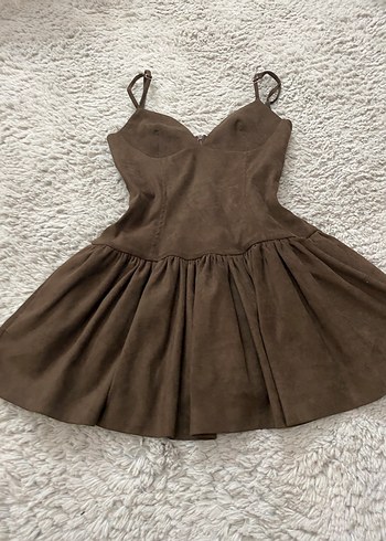 Kahverengi Süet Elbise - Görsel 2