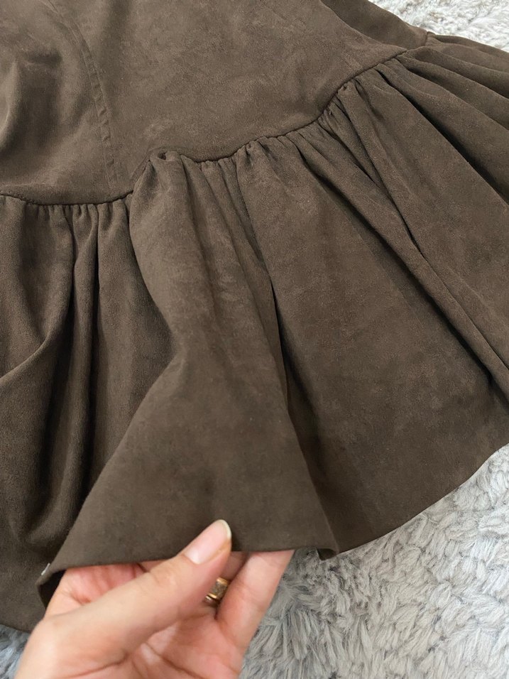 Kahverengi Süet Elbise - Görsel 3