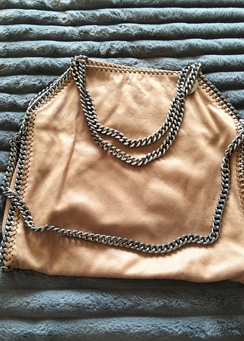 Bej Zincir Detaylı Deri Kadın Çanta - Görsel 2